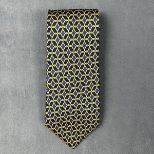Brooks Brothers Makers Silk Tie Navy Gold Blue Chain Link Equestrian USA